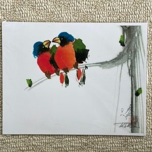 Original watercolor on silk by Tai Poon, signed, authenticity cert included